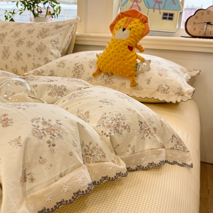 91家纺网 家纺一手货源 找家纺 漫仙阁家纺 2026新款云感泡芙棉夏被四件套 甜橘