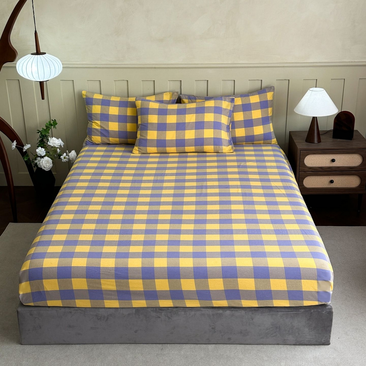 91家纺网 家纺一手货源 找家纺 （总）蓝梦 2026新款全棉无印老粗布床笠三件套