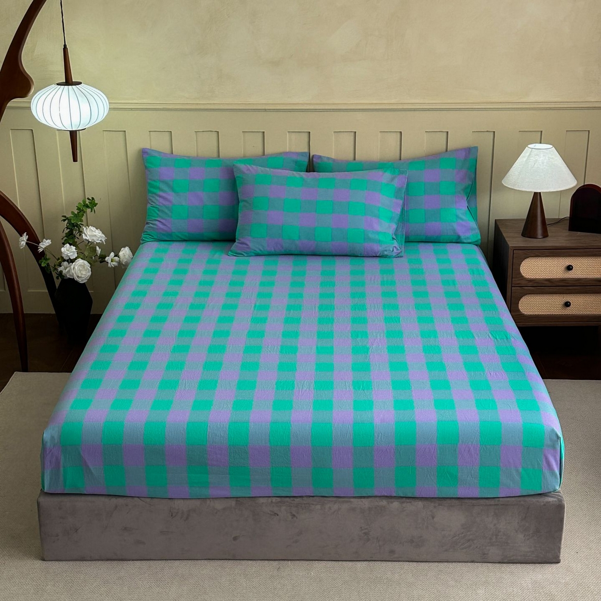 91家纺网 家纺一手货源 找家纺 （总）蓝梦 2026新款全棉无印老粗布床笠三件套