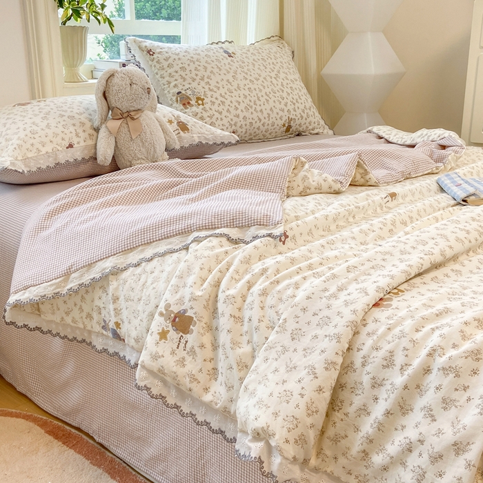 漫仙阁家纺 2026新款云感泡芙棉夏被四件套 午后时光