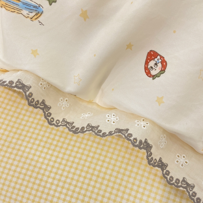 91家纺网 家纺一手货源 找家纺 漫仙阁家纺 2026新款云感泡芙棉夏被四件套 小星星人