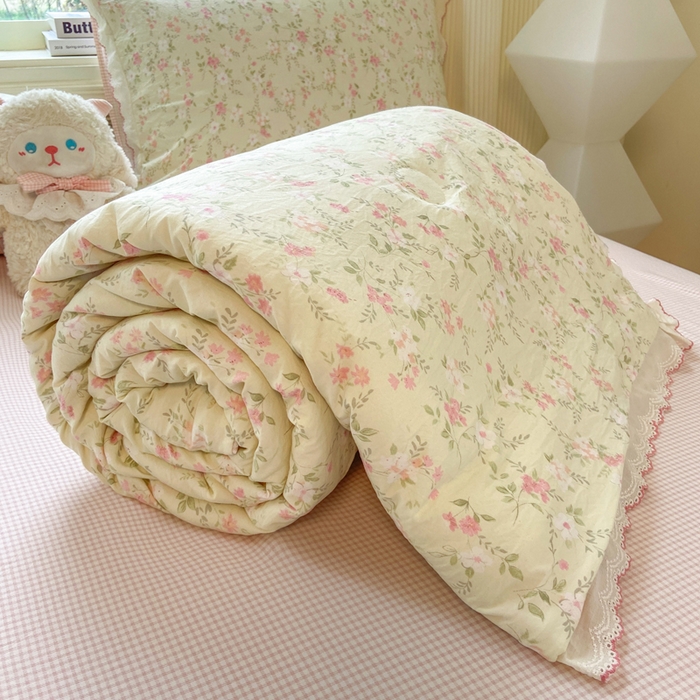 91家纺网 家纺一手货源 找家纺 漫仙阁家纺 2026新款云感泡芙棉夏被四件套 叶朦胧