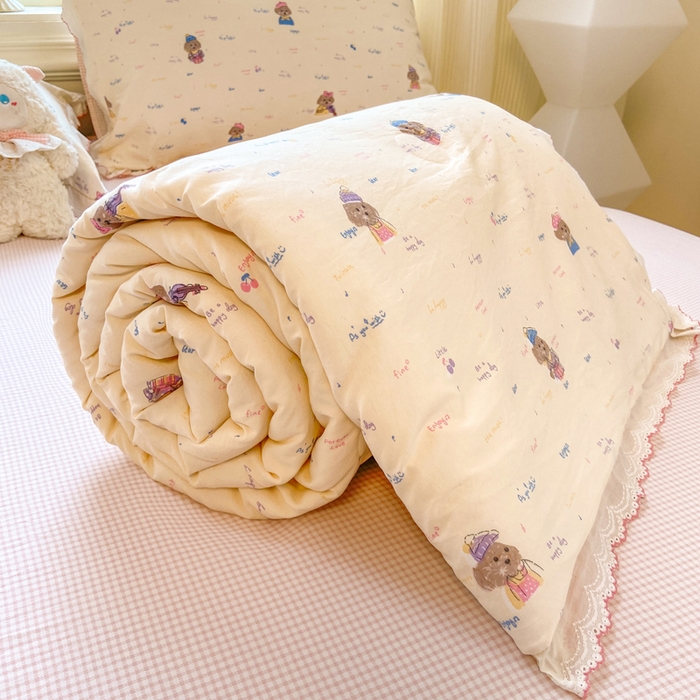 91家纺网 家纺一手货源 找家纺 漫仙阁家纺 2026新款云感泡芙棉夏被四件套 音乐狗