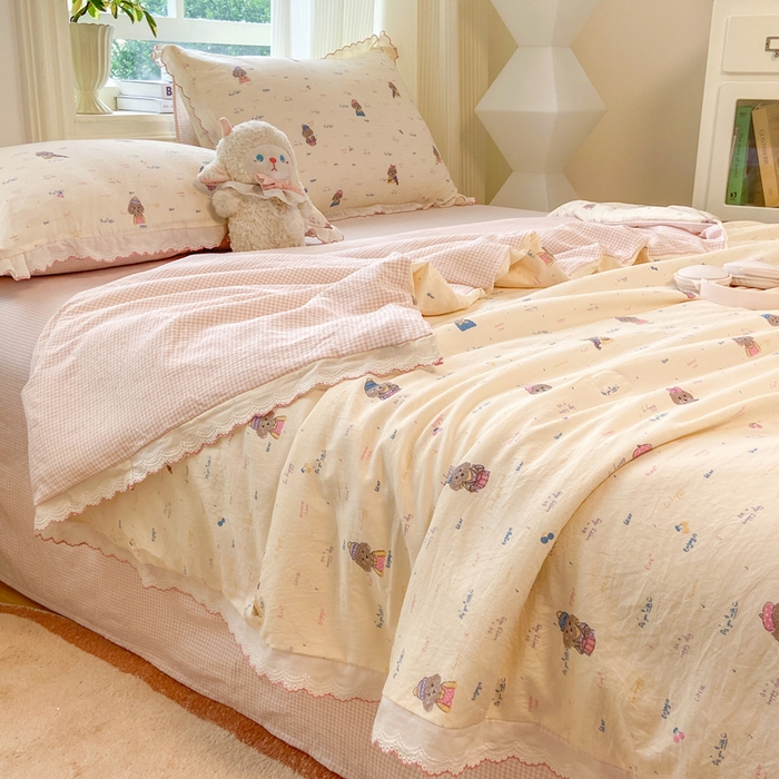 漫仙阁家纺 2026新款云感泡芙棉夏被四件套 音乐狗