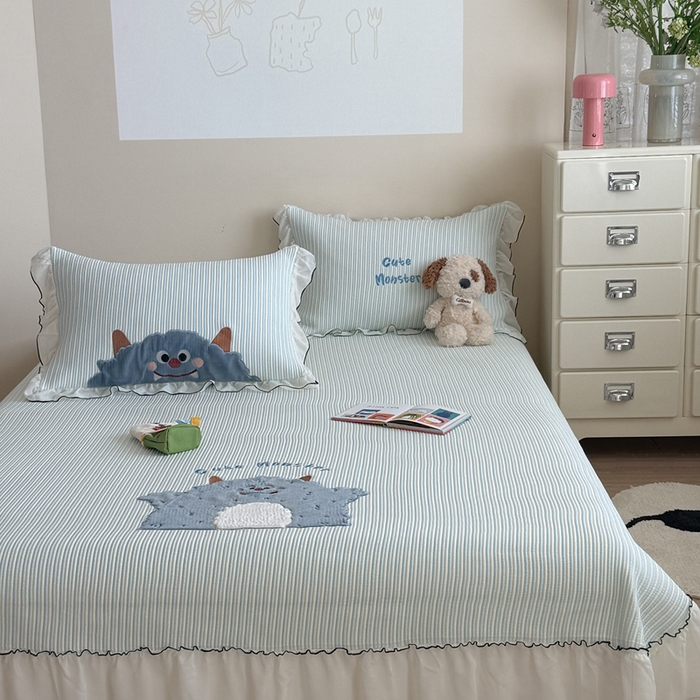 91家纺网 家纺一手货源 找家纺 暖生活 2026春夏新款3DMAX超凉感原创软凉席席子空调软席-床裙款 大怪兽-床裙款