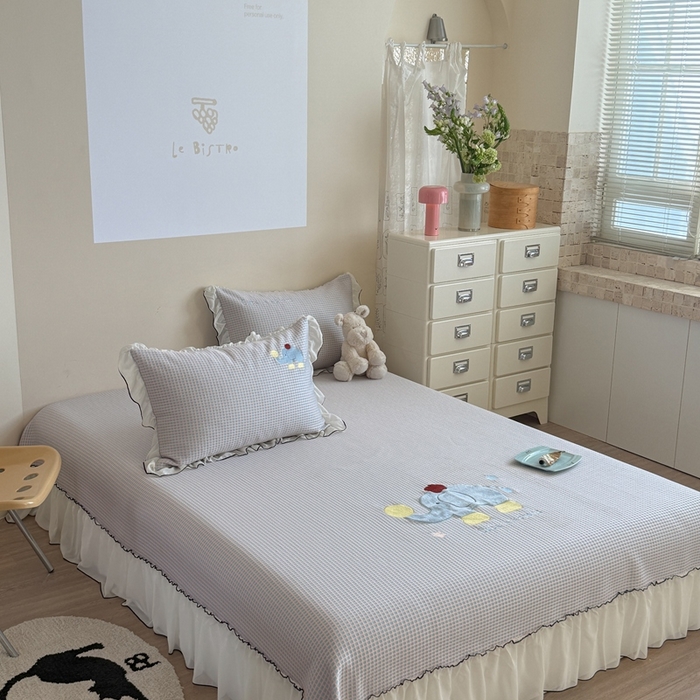 91家纺网 家纺一手货源 找家纺 暖生活 2026春夏新款3DMAX超凉感原创软凉席席子空调软席-床裙款 苹果象-床裙款