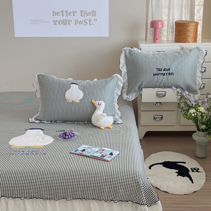 91家纺网 家纺一手货源 找家纺 暖生活 2026春夏新款3DMAX超凉感原创软凉席席子空调软席-床裙款 大白鹅-床裙款