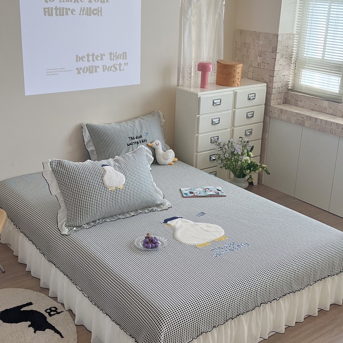 91家纺网 家纺一手货源 找家纺 暖生活 2026春夏新款3DMAX超凉感原创软凉席席子空调软席-床裙款 大白鹅-床裙款