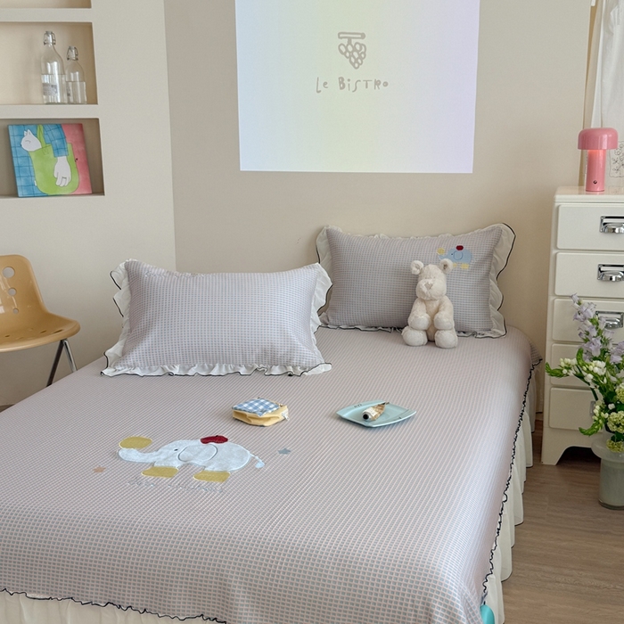 91家纺网 家纺一手货源 找家纺 暖生活 2026春夏新款3DMAX超凉感原创软凉席席子空调软席-床裙款 苹果象-床裙款