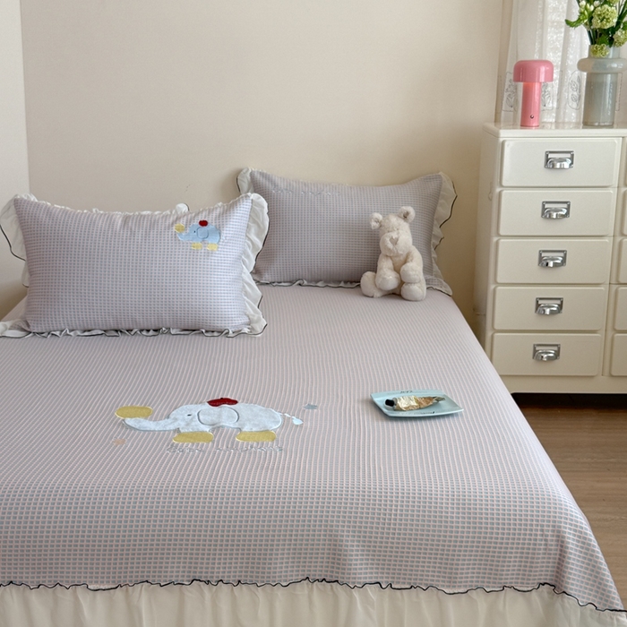 91家纺网 家纺一手货源 找家纺 暖生活 2026春夏新款3DMAX超凉感原创软凉席席子空调软席-床裙款 苹果象-床裙款