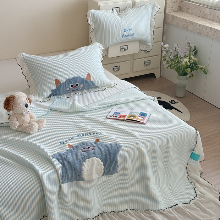 91家纺网 家纺一手货源 找家纺 暖生活 2026春夏新款3DMAX超凉感原创软凉席席子空调软席-床裙款 大怪兽-床裙款