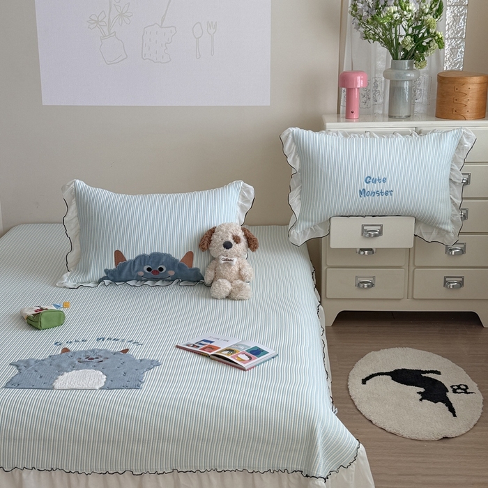 91家纺网 家纺一手货源 找家纺 暖生活 2026春夏新款3DMAX超凉感原创软凉席席子空调软席-床裙款 大怪兽-床裙款