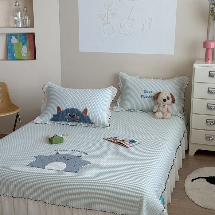 91家纺网 家纺一手货源 找家纺 暖生活 2026春夏新款3DMAX超凉感原创软凉席席子空调软席-床裙款 大怪兽-床裙款