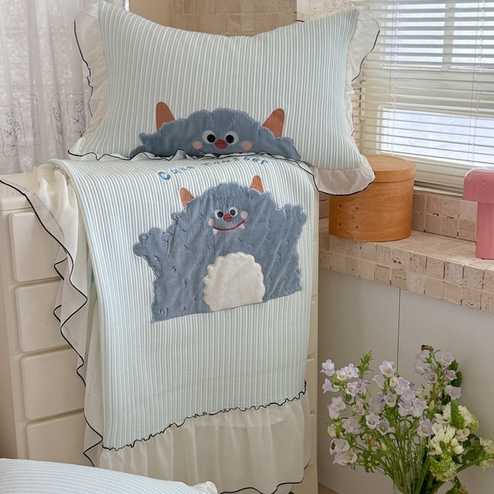 91家纺网 家纺一手货源 找家纺 暖生活 2026春夏新款3DMAX超凉感原创软凉席席子空调软席-床裙款 大怪兽-床裙款