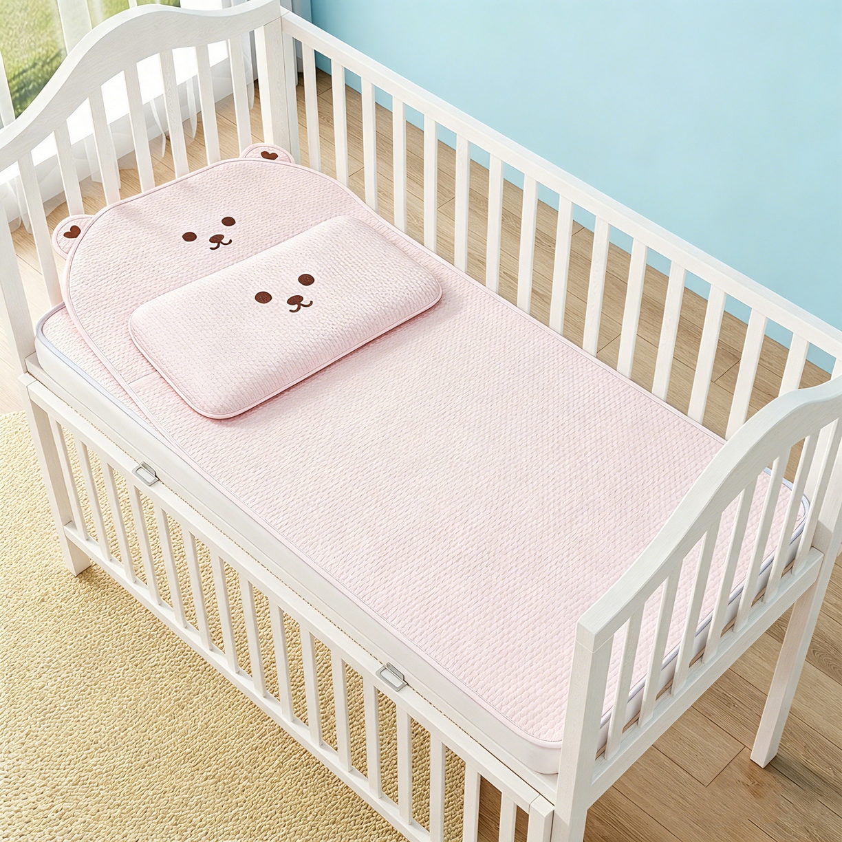 91家纺网 家纺一手货源 找家纺 （总）川悦生活 2026新款A类凉豆豆绣花冰丝儿童凉席