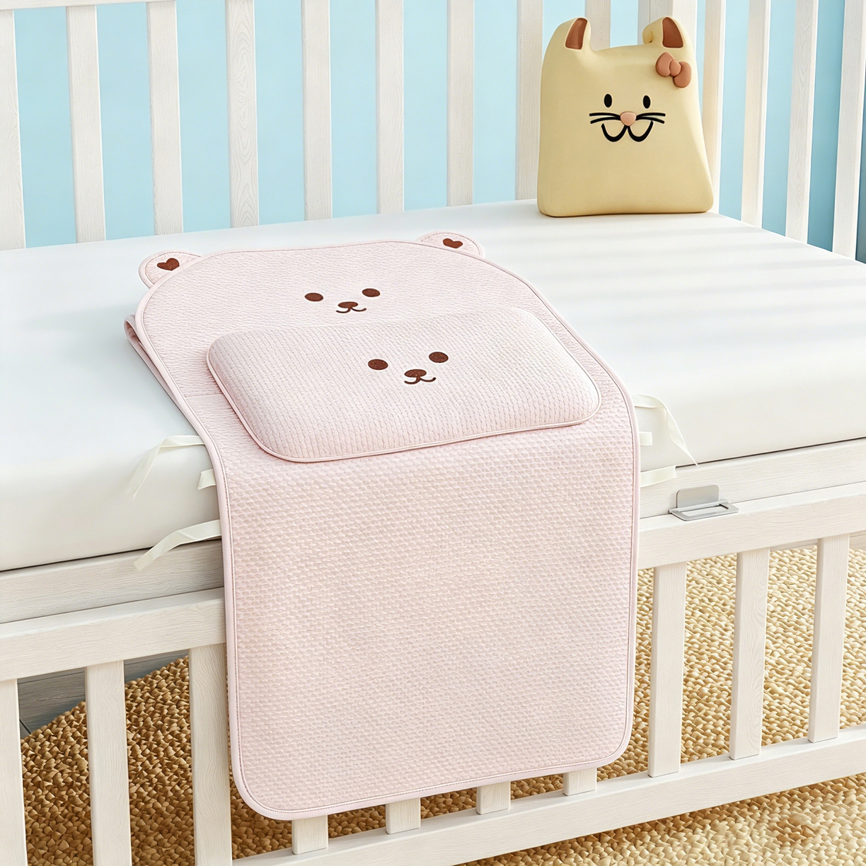 91家纺网 家纺一手货源 找家纺 （总）川悦生活 2026新款A类凉豆豆绣花冰丝儿童凉席