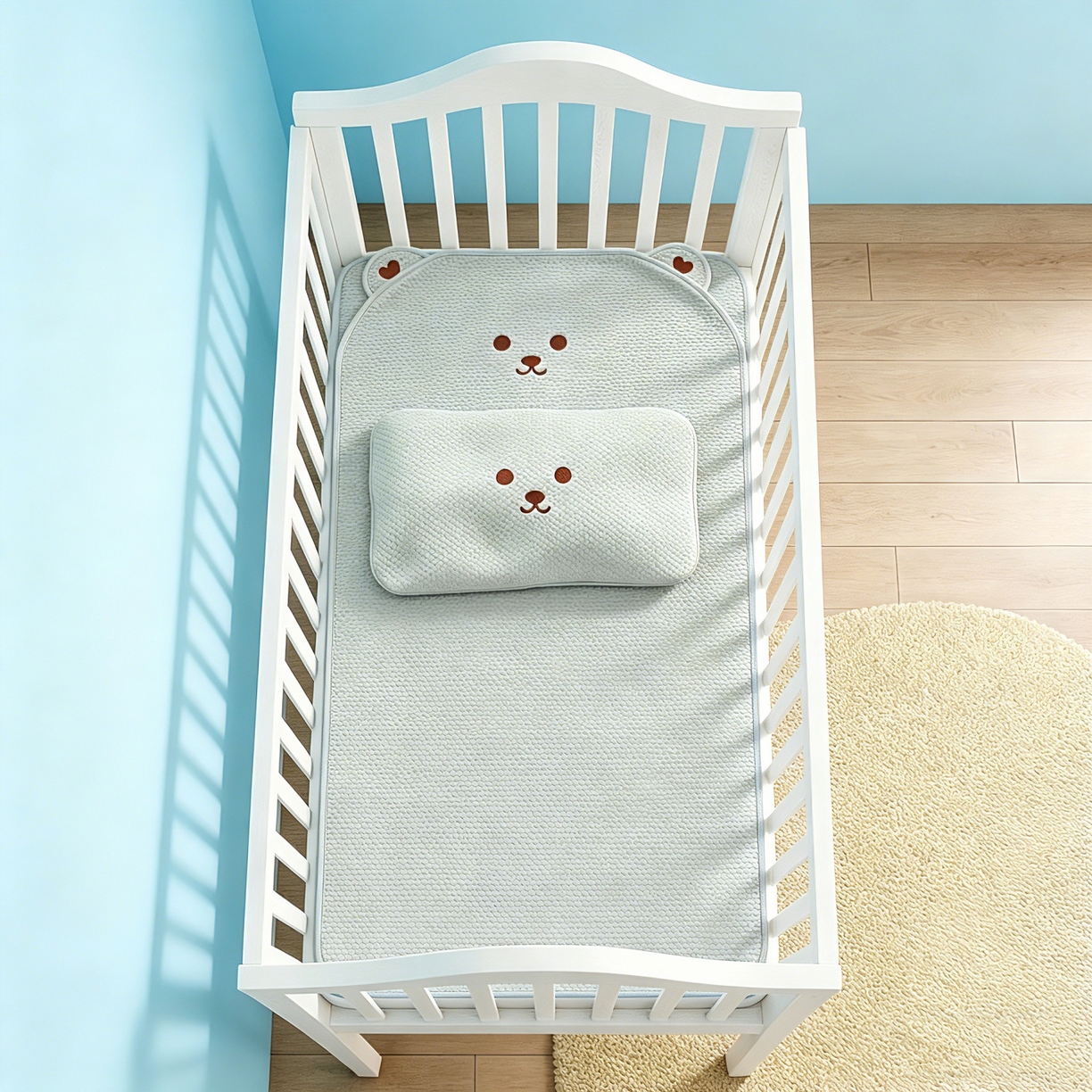 91家纺网 家纺一手货源 找家纺 （总）川悦生活 2026新款A类凉豆豆绣花冰丝儿童凉席