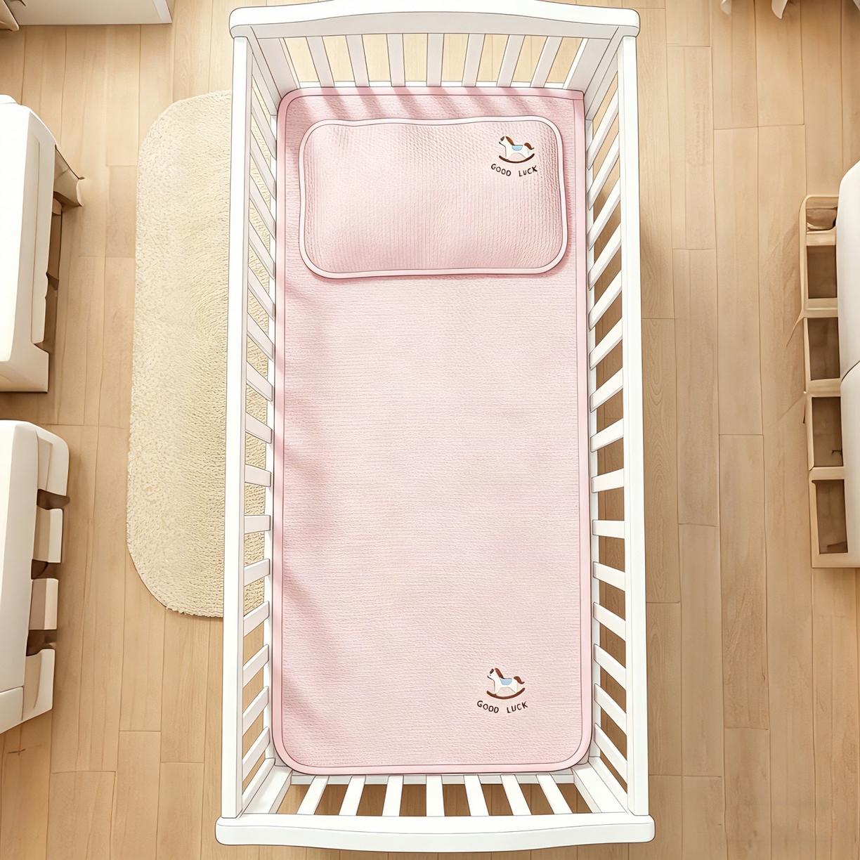 91家纺网 家纺一手货源 找家纺 （总）川悦生活 2026新款A类凉豆豆绣花冰丝儿童凉席