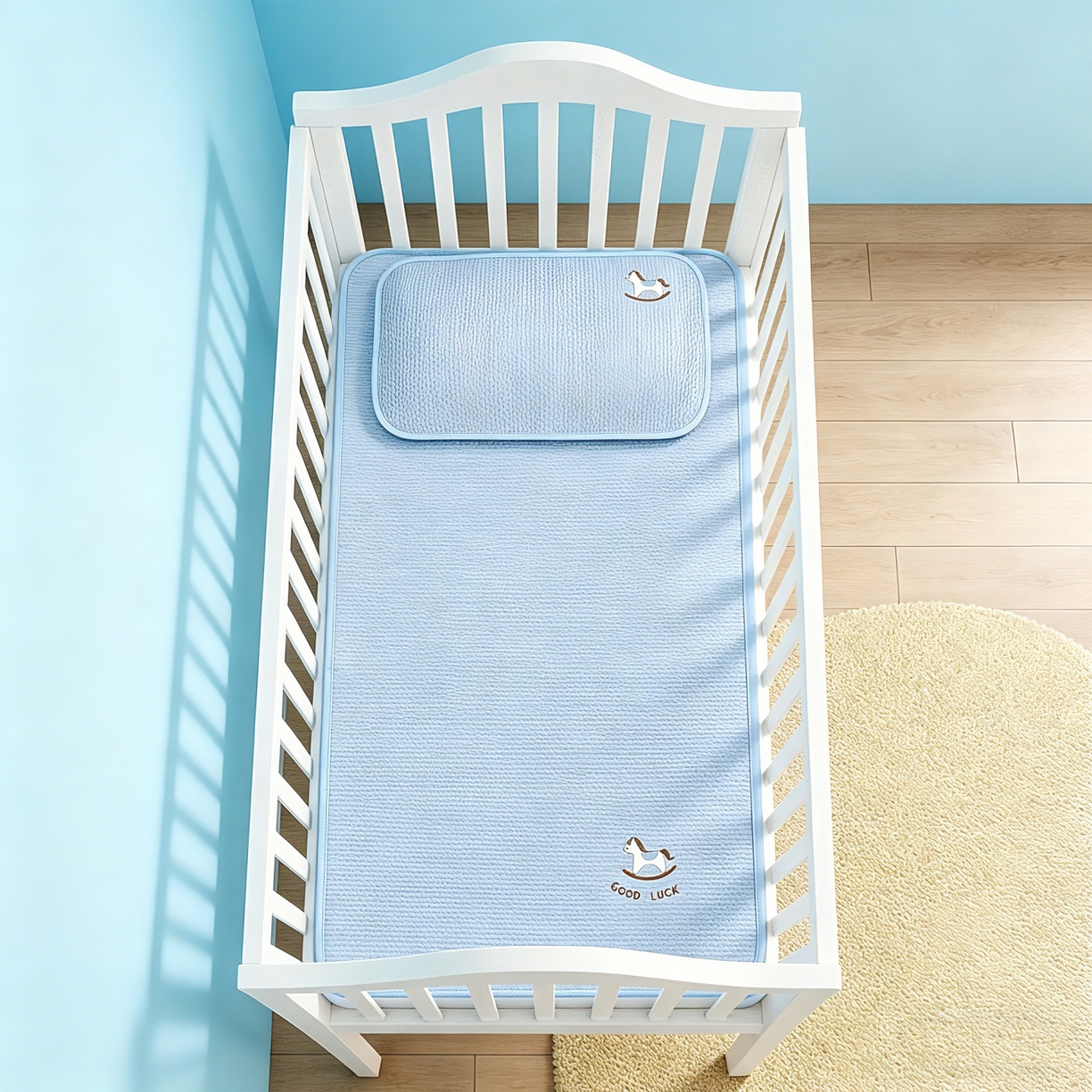 91家纺网 家纺一手货源 找家纺 （总）川悦生活 2026新款A类凉豆豆绣花冰丝儿童凉席