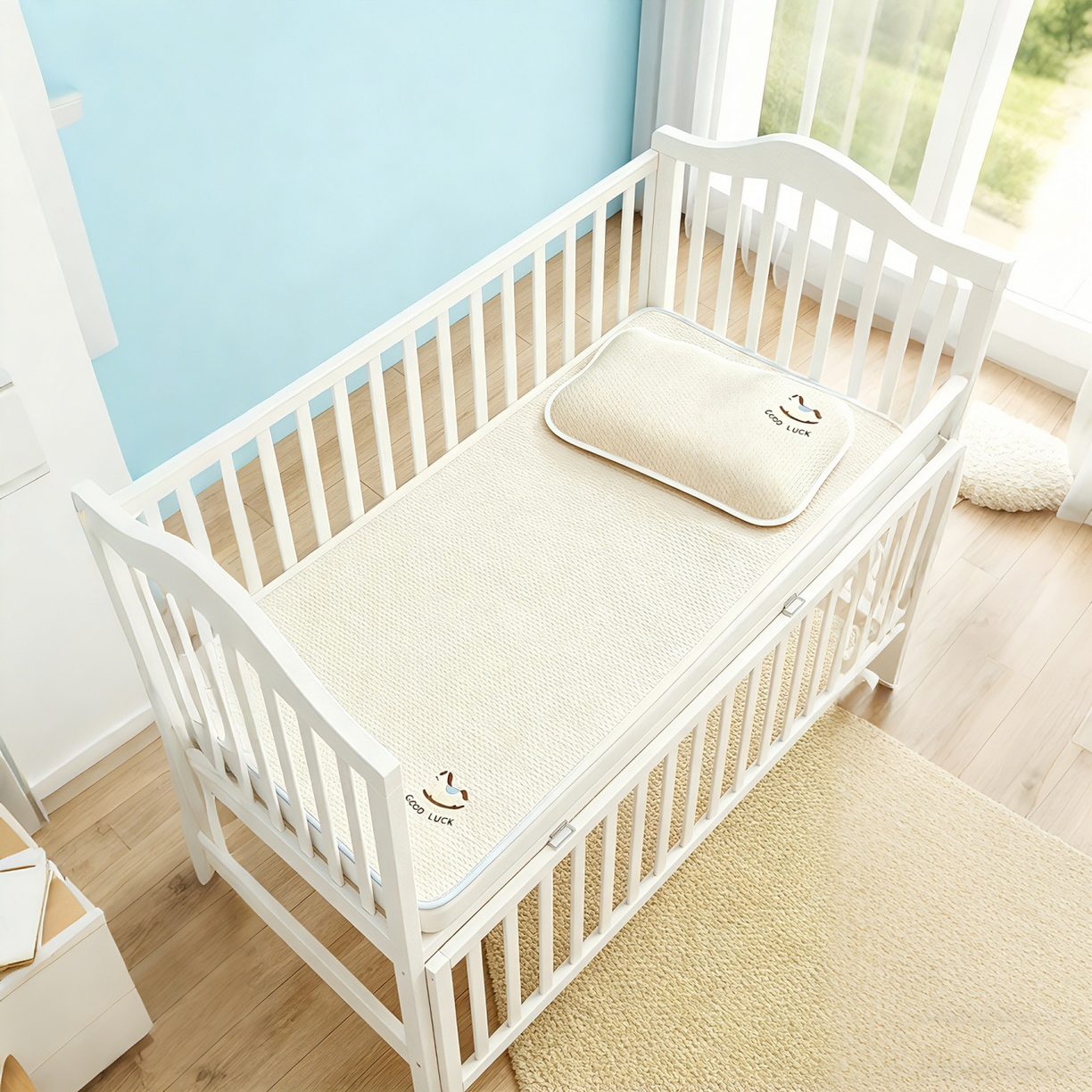 91家纺网 家纺一手货源 找家纺 川悦生活 2026新款A类凉豆豆绣花冰丝儿童凉席 奶小马米