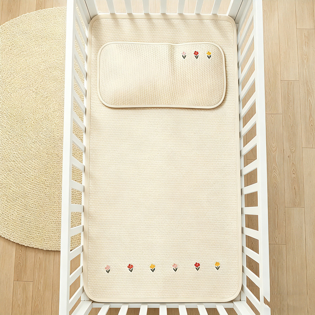 91家纺网 家纺一手货源 找家纺 川悦生活 2026新款A类凉豆豆绣花冰丝儿童凉席 郁香米