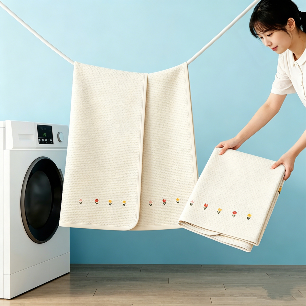 91家纺网 家纺一手货源 找家纺 川悦生活 2026新款A类凉豆豆绣花冰丝儿童凉席 郁香米