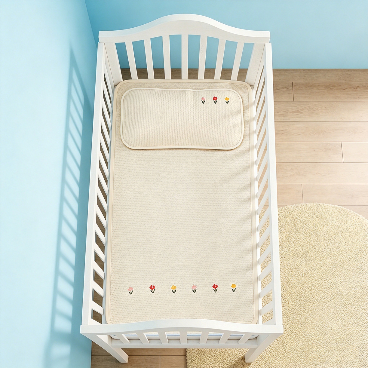 91家纺网 家纺一手货源 找家纺 川悦生活 2026新款A类凉豆豆绣花冰丝儿童凉席 郁香米