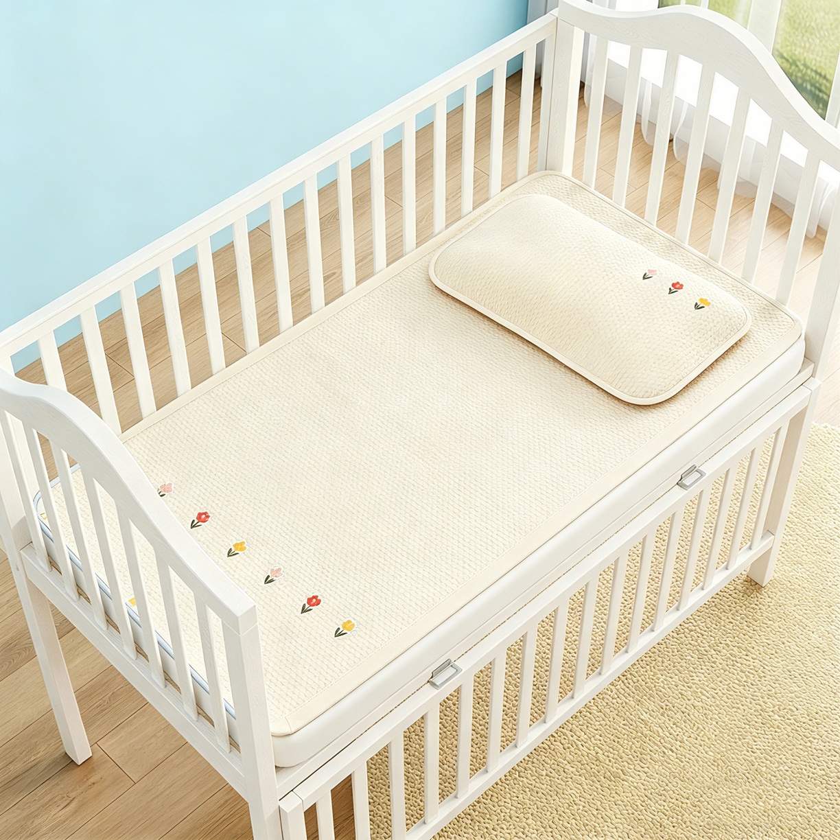 91家纺网 家纺一手货源 找家纺 川悦生活 2026新款A类凉豆豆绣花冰丝儿童凉席 郁香米