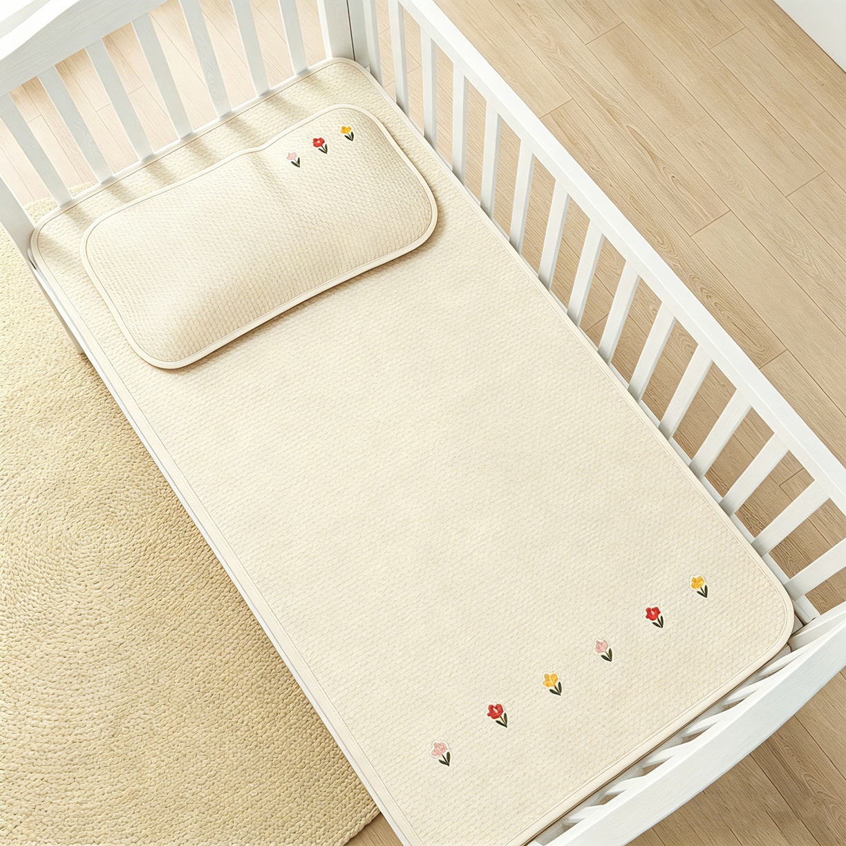 91家纺网 家纺一手货源 找家纺 川悦生活 2026新款A类凉豆豆绣花冰丝儿童凉席 郁香米