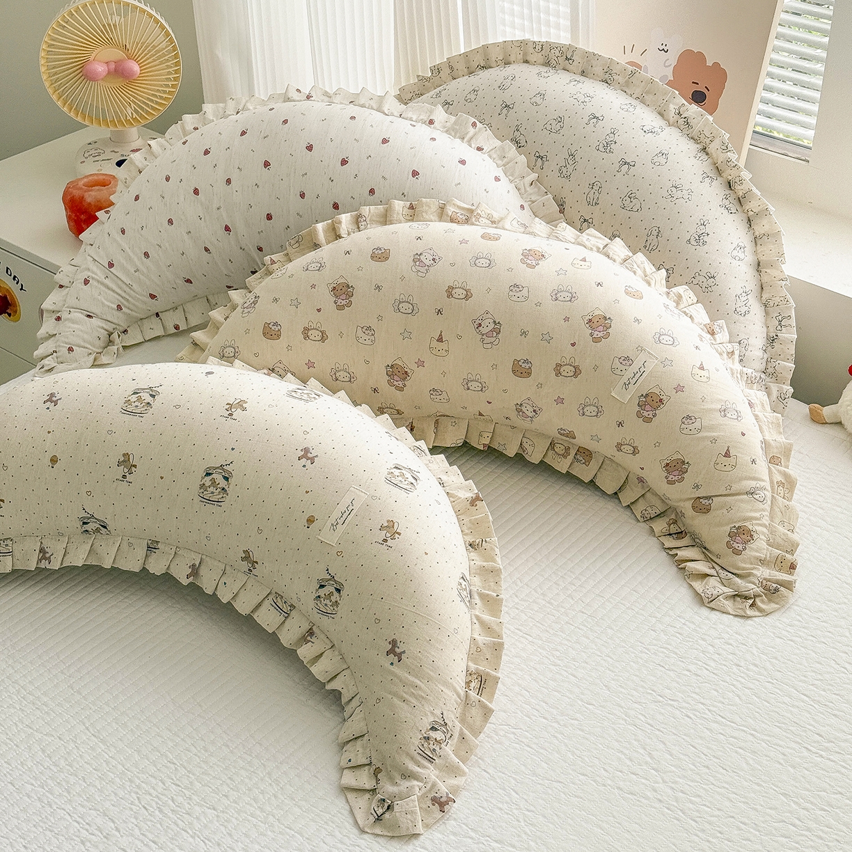 91家纺网 家纺一手货源 找家纺 （总）蔻眠 凉感丝卡通刺绣荞麦护颈枕夏季凉豆豆儿童枕芯学生枕头