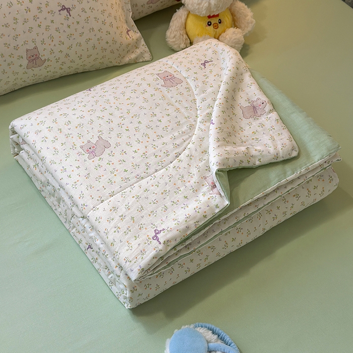 91家纺网 家纺一手货源 找家纺 老帅的工厂店 2026新款A类全棉双层纱大豆纤维夏被 沁香