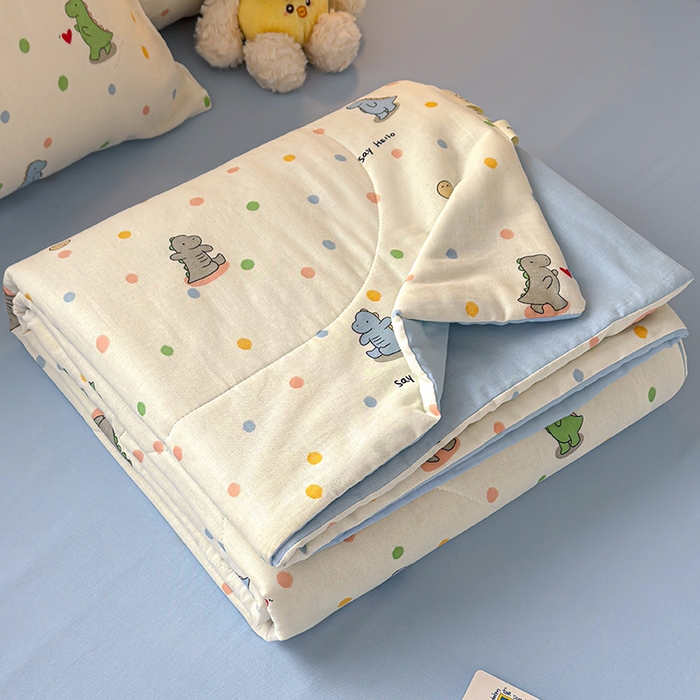 老帅的工厂店 2026新款A类全棉双层纱大豆纤维夏被 彩点小龙