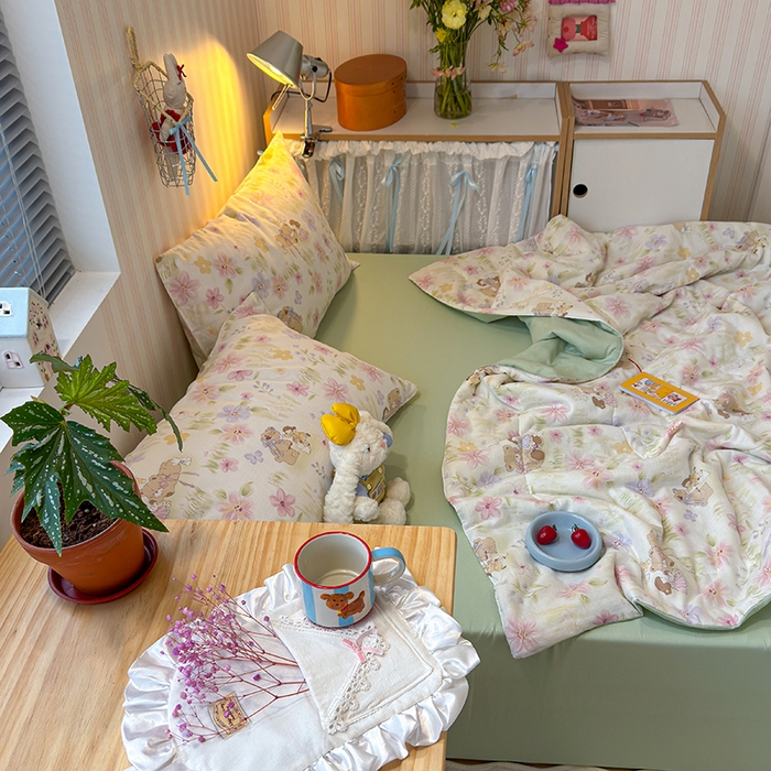 91家纺网 家纺一手货源 找家纺 老帅的工厂店 2026新款A类全棉双层纱大豆纤维夏被 春晓