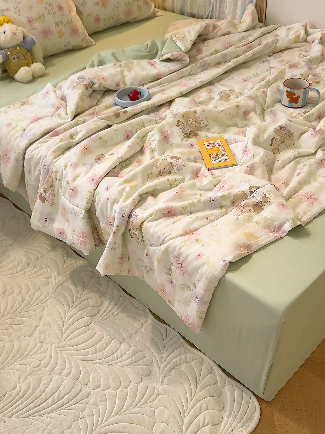 91家纺网 家纺一手货源 找家纺 老帅的工厂店 2026新款A类全棉双层纱大豆纤维夏被 春晓