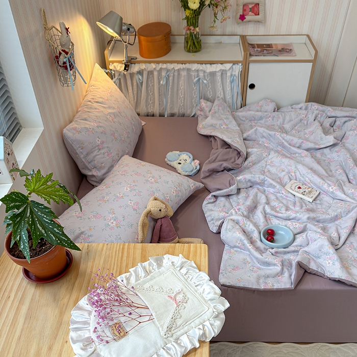 91家纺网 家纺一手货源 找家纺 老帅的工厂店 2026新款A类全棉双层纱大豆纤维夏被 花清梦