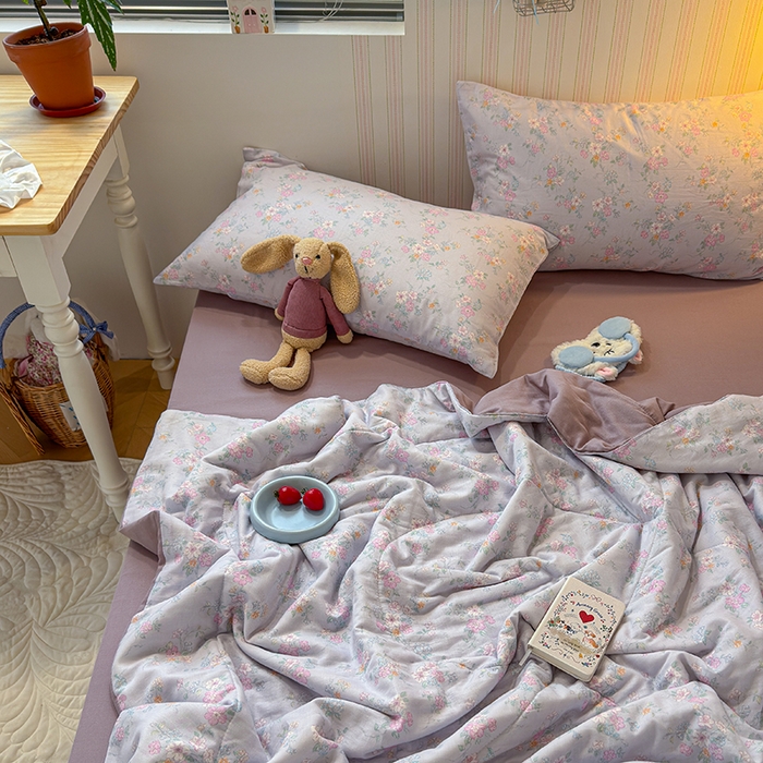 91家纺网 家纺一手货源 找家纺 老帅的工厂店 2026新款A类全棉双层纱大豆纤维夏被 花清梦