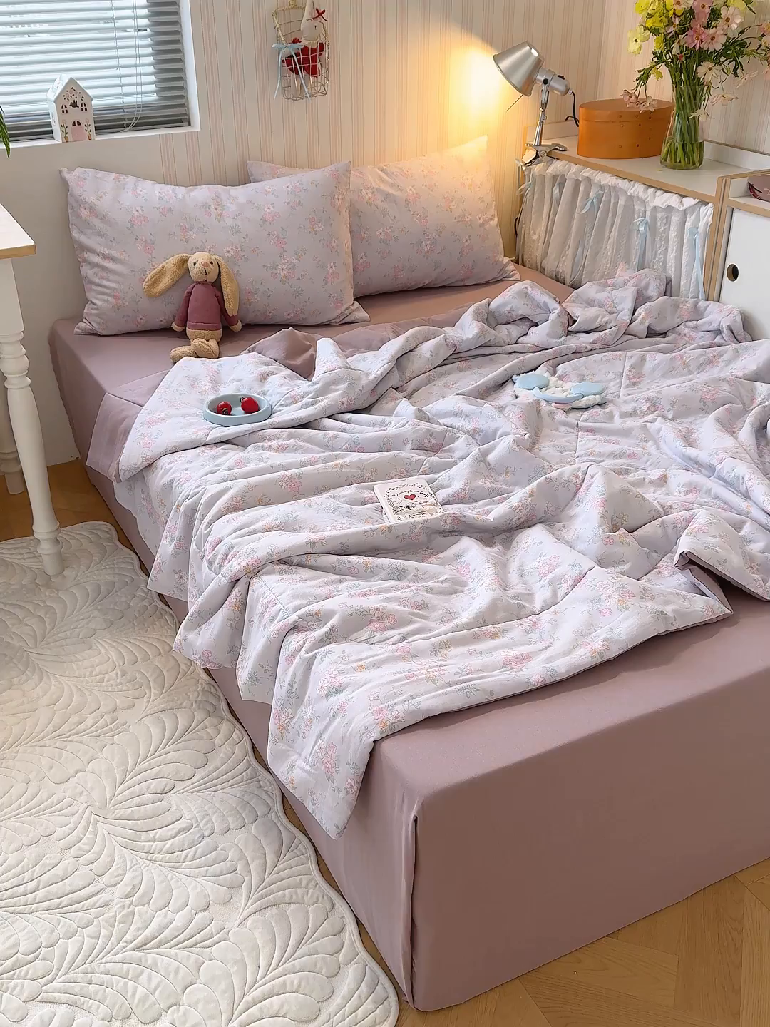 91家纺网 家纺一手货源 找家纺 老帅的工厂店 2026新款A类全棉双层纱大豆纤维夏被 花清梦