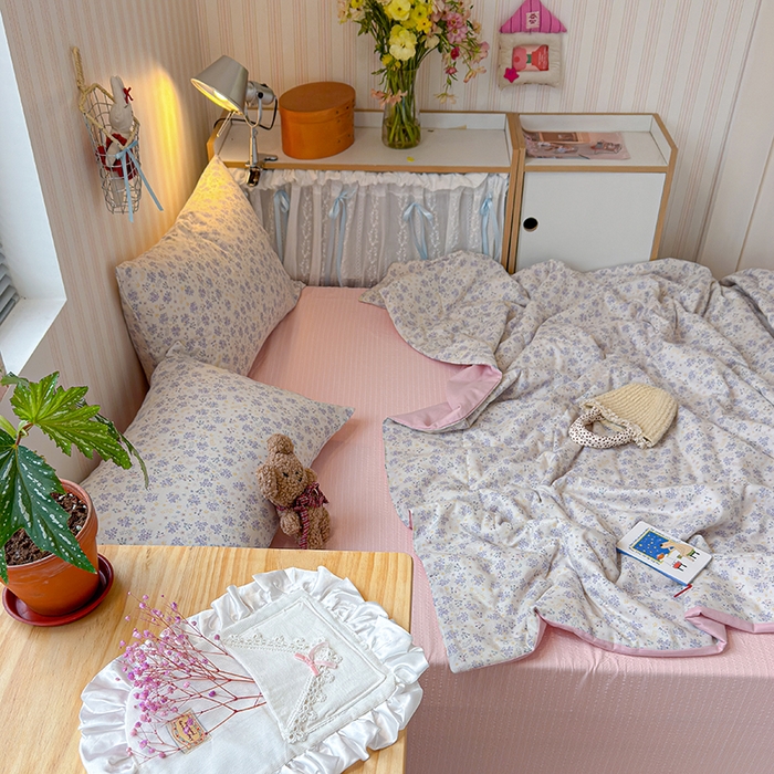 91家纺网 家纺一手货源 找家纺 老帅的工厂店 2026新款A类全棉双层纱大豆纤维夏被 花郁