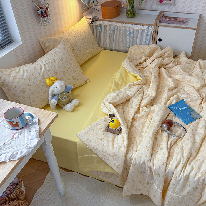 91家纺网 家纺一手货源 找家纺 老帅的工厂店 2026新款A类全棉双层纱大豆纤维夏被 橘子海