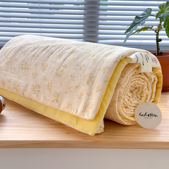 91家纺网 家纺一手货源 找家纺 老帅的工厂店 2026新款A类全棉双层纱大豆纤维夏被 橘子海