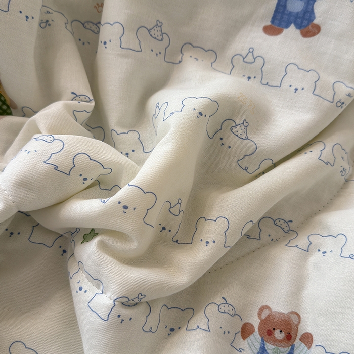 91家纺网 家纺一手货源 找家纺 老帅的工厂店 2026新款A类全棉双层纱大豆纤维夏被 奶熊