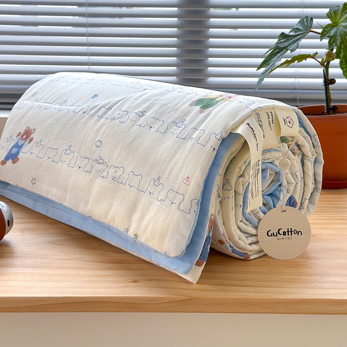 91家纺网 家纺一手货源 找家纺 老帅的工厂店 2026新款A类全棉双层纱大豆纤维夏被 奶熊