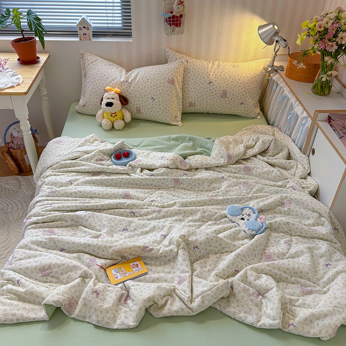 91家纺网 家纺一手货源 找家纺 老帅的工厂店 2026新款A类全棉双层纱大豆纤维夏被 沁香