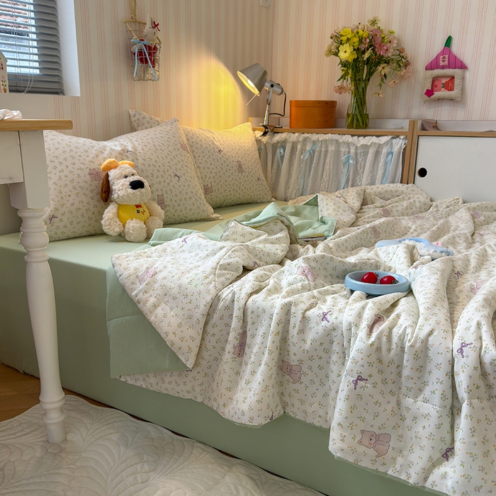 91家纺网 家纺一手货源 找家纺 老帅的工厂店 2026新款A类全棉双层纱大豆纤维夏被 沁香