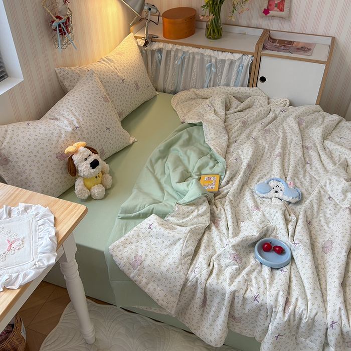 91家纺网 家纺一手货源 找家纺 老帅的工厂店 2026新款A类全棉双层纱大豆纤维夏被 沁香