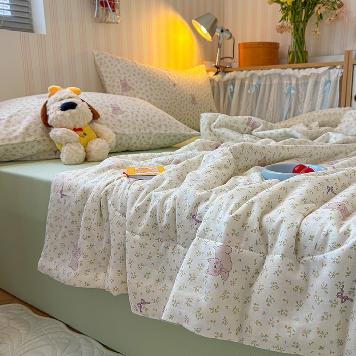 91家纺网 家纺一手货源 找家纺 老帅的工厂店 2026新款A类全棉双层纱大豆纤维夏被 沁香