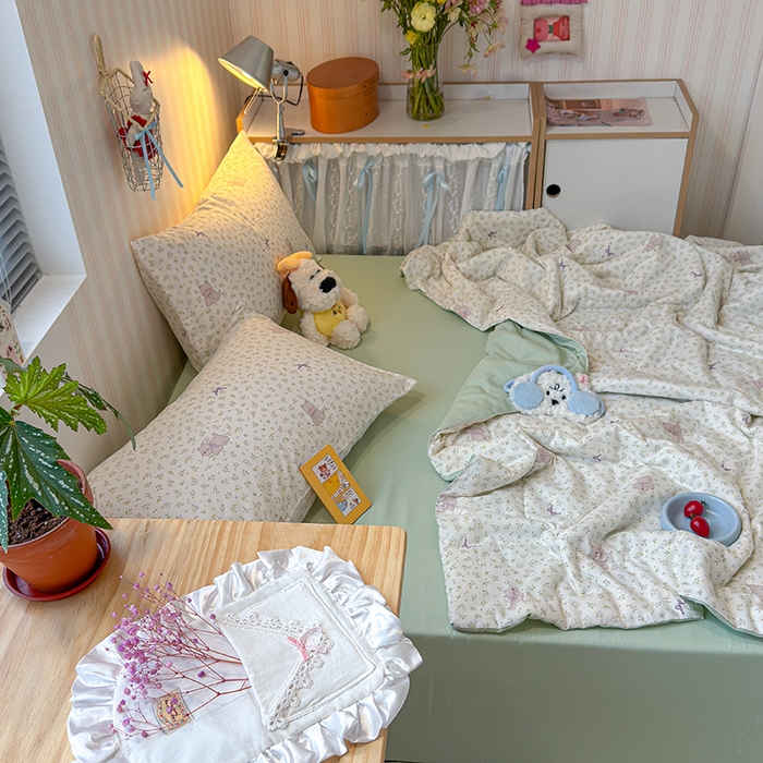 91家纺网 家纺一手货源 找家纺 老帅的工厂店 2026新款A类全棉双层纱大豆纤维夏被 沁香