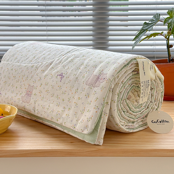 91家纺网 家纺一手货源 找家纺 老帅的工厂店 2026新款A类全棉双层纱大豆纤维夏被 沁香