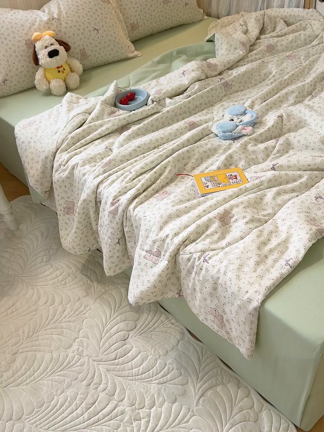 91家纺网 家纺一手货源 找家纺 老帅的工厂店 2026新款A类全棉双层纱大豆纤维夏被 沁香