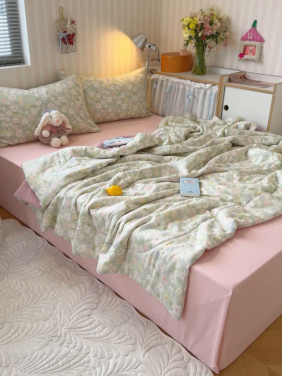 91家纺网 家纺一手货源 找家纺 老帅的工厂店 2026新款A类全棉双层纱大豆纤维夏被 青茵